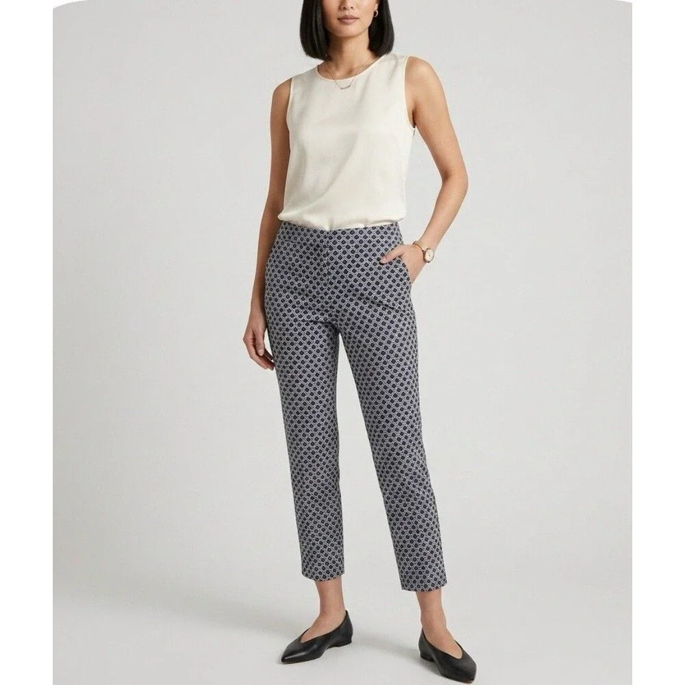 NWT Nanette Lepore Black Spade Print Comfort Pull On Cropped Pant Size 2 NEW $68